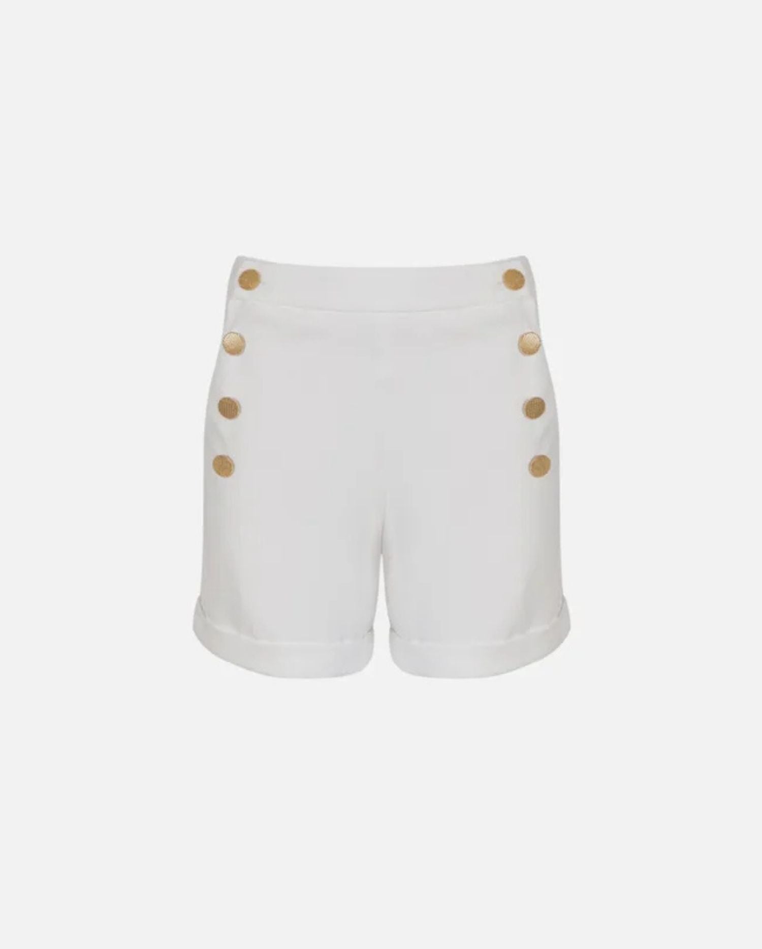 Discover the ROSIER White Short With Gold Button Details by designer ANNE FONTAINE