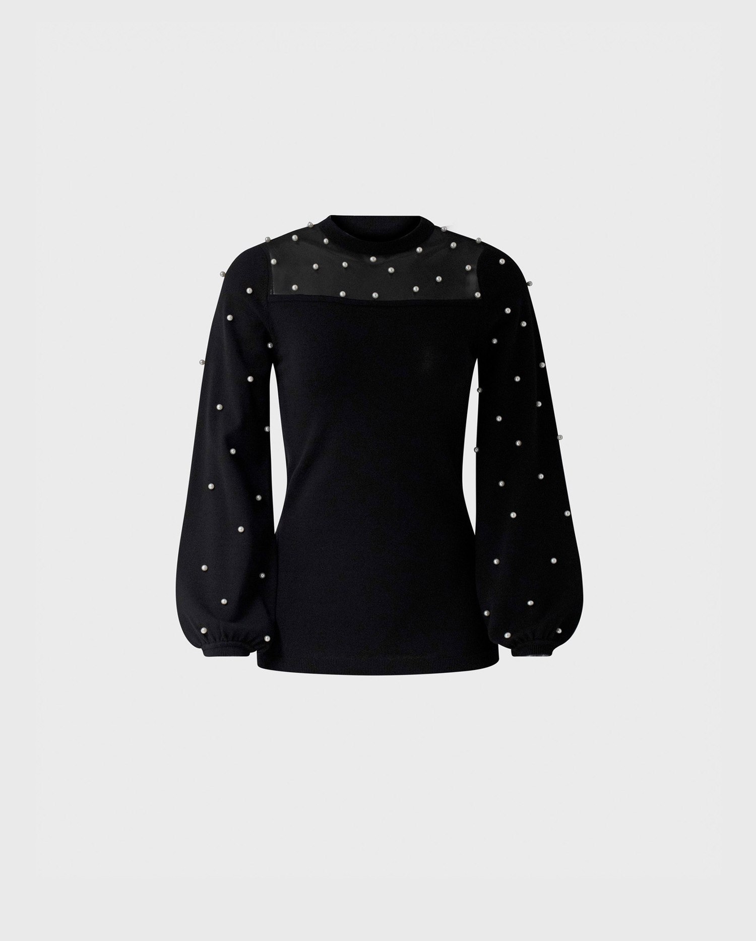 Explore the MENUET Long sleeve viscose sweater with pearl detailing from ANNE FONTAINE