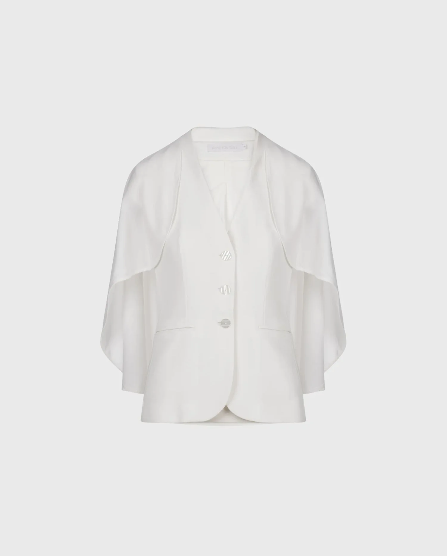 Discover the Myliane White Sleeveless Crepe Jacket With Cape from designer ANNE FONTAINE