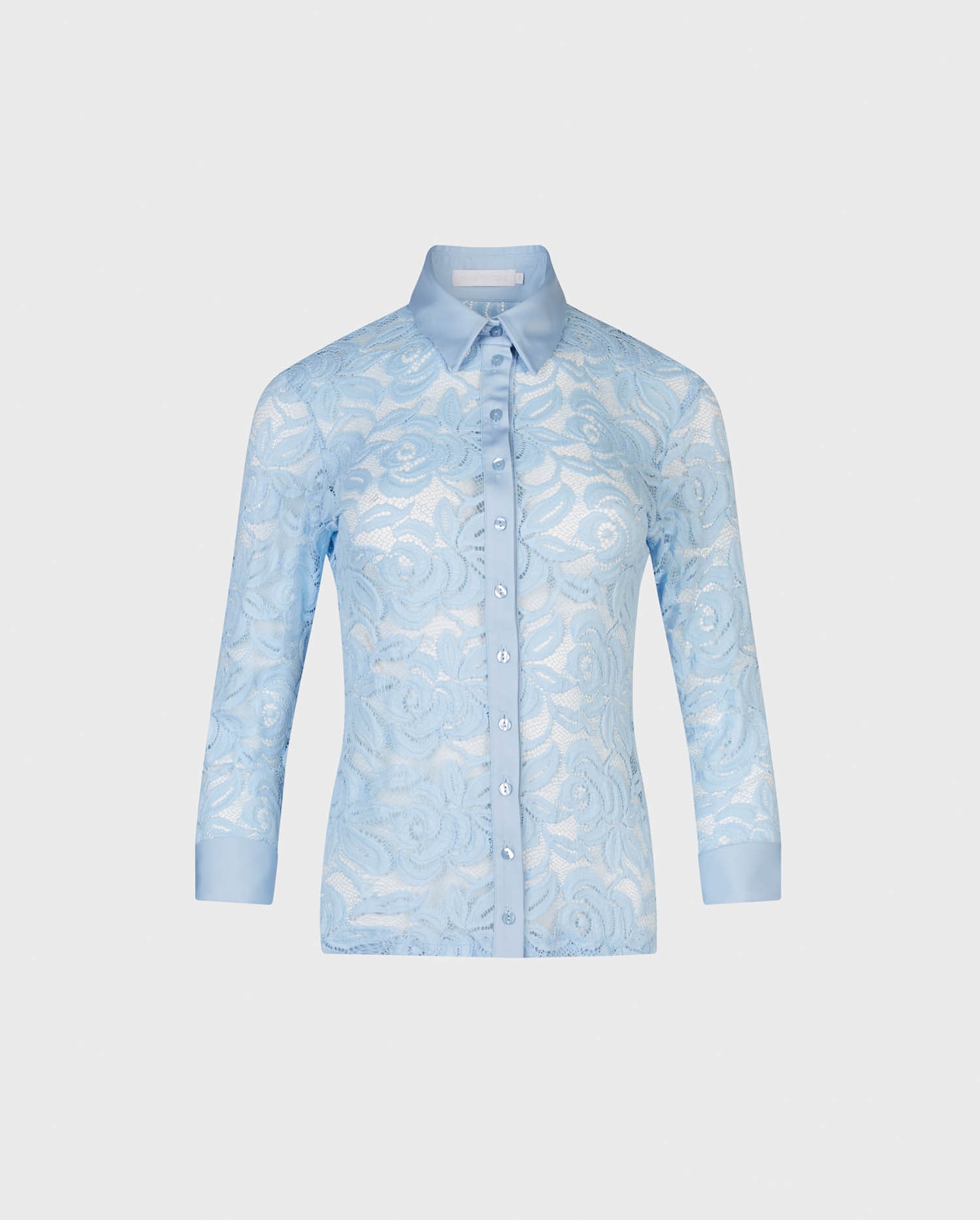 Shop the NAHIA button down shirt with 3/4 sleeves in riviera blue from designer Anne Fontaine