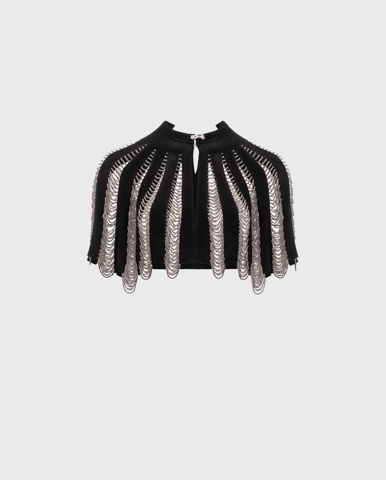 Shop the NERA Black silk cape with silver beading from designer ANNE FONTAINE