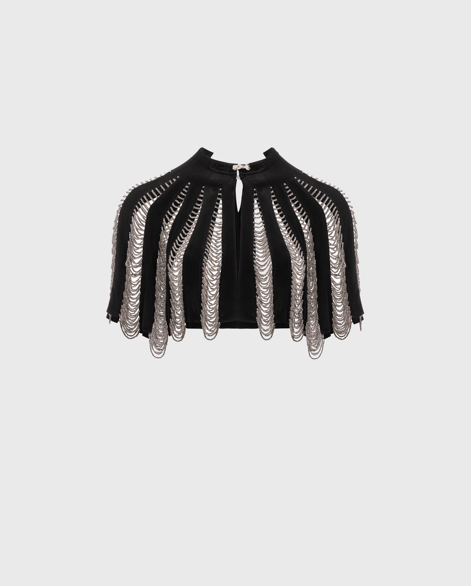 Shop the NERA Black silk cape with silver beading from designer ANNE FONTAINE