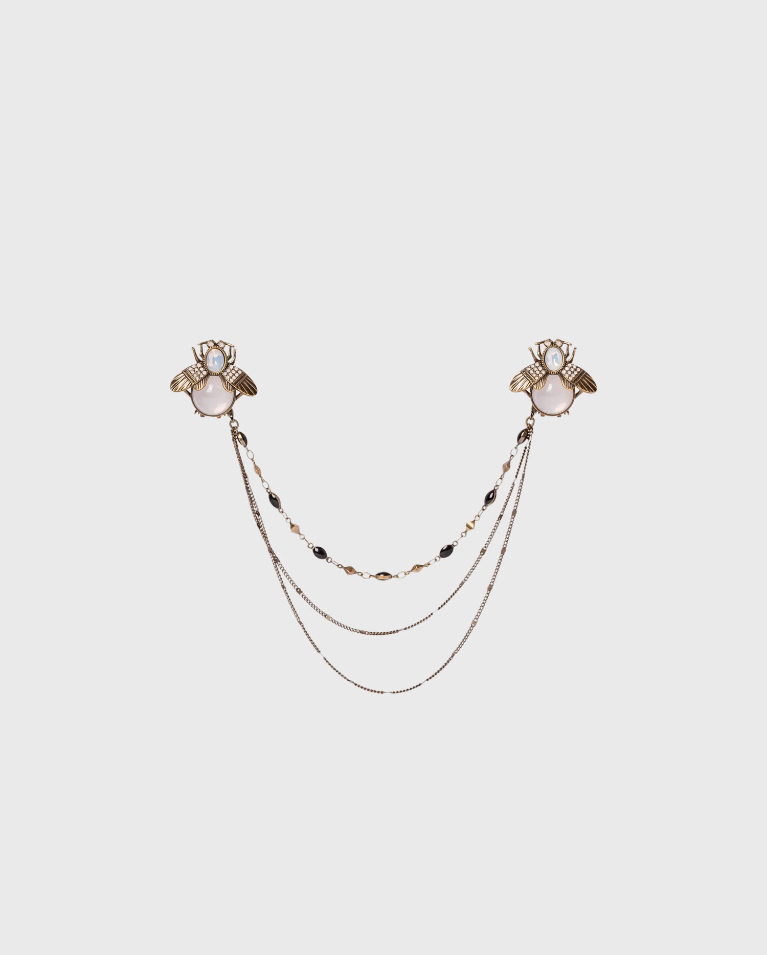 Shop the NOMADE Insect collar clips with stones and removeable chain trio from designer ANNE FONTAINE