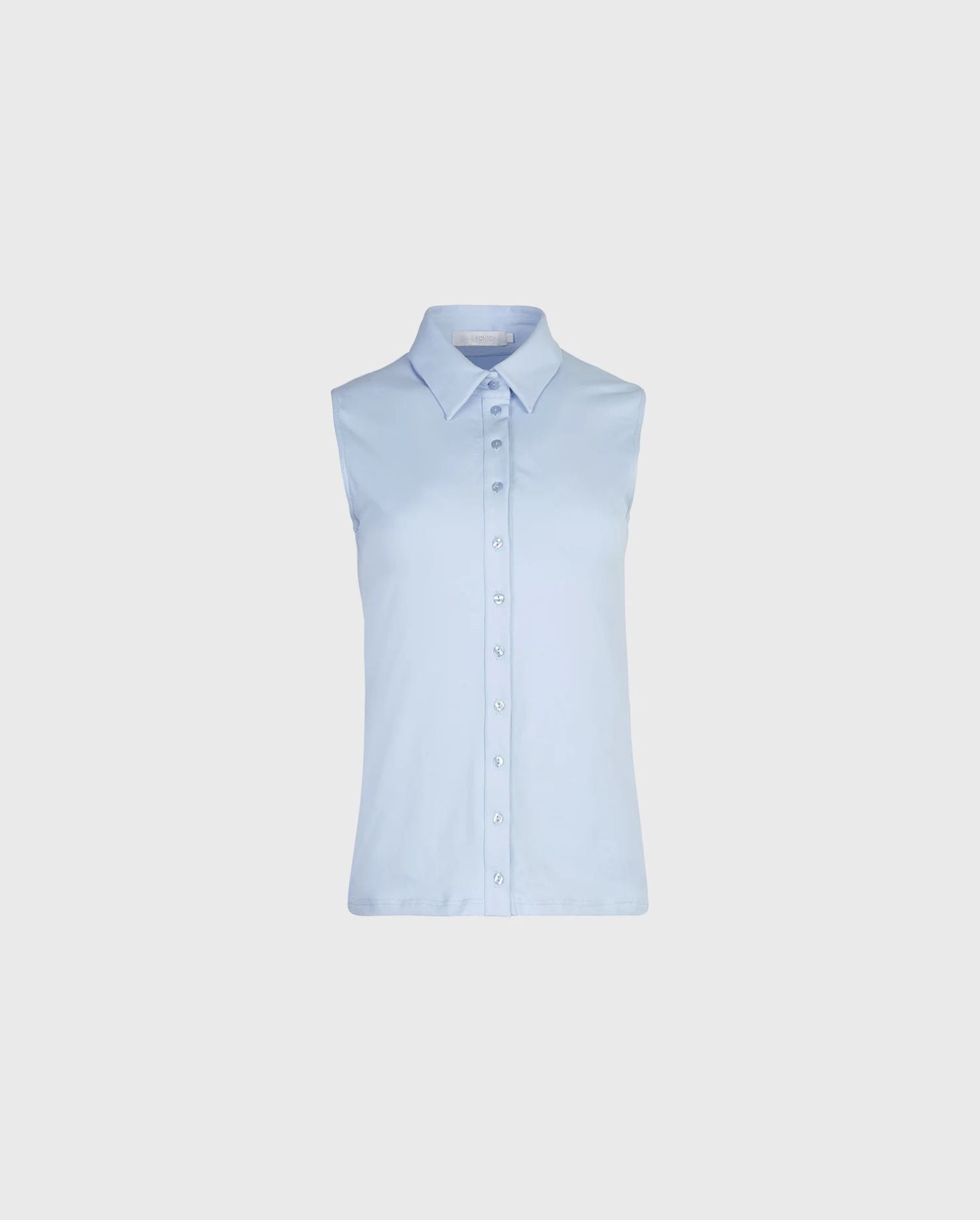 Discover the Nuage Blue Sleeveless Pima Cotton Collared Shirt from designer ANNE FONTAINE