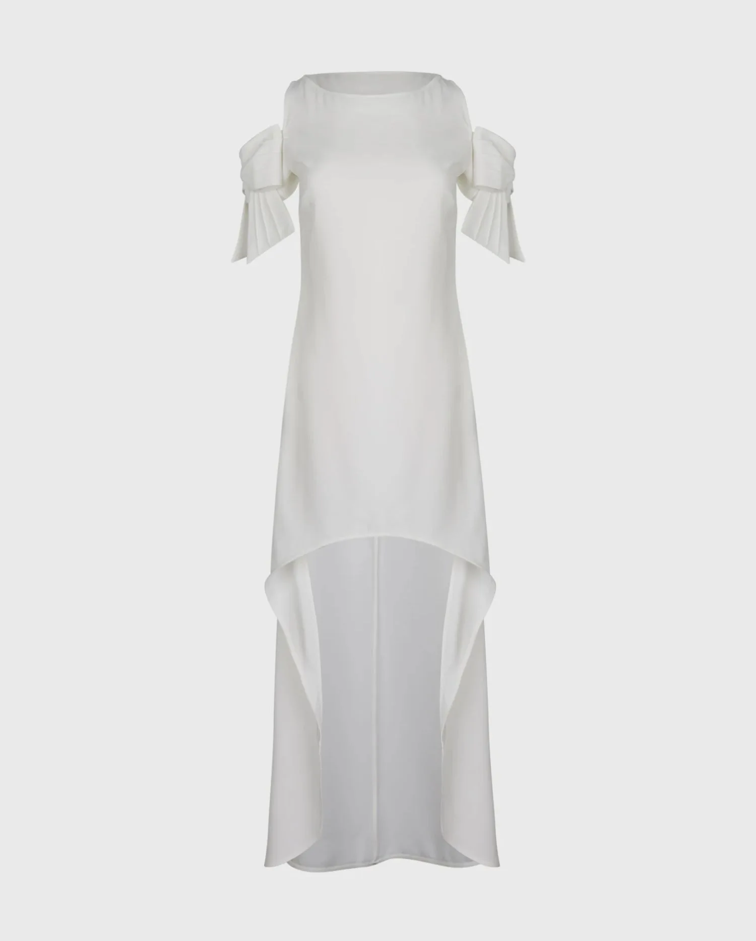 Discover the Olya White Pima Cotton Hi-Lo Dress featuring Cut-out Shoulders and Bow Detail from designer Anne Fontaine