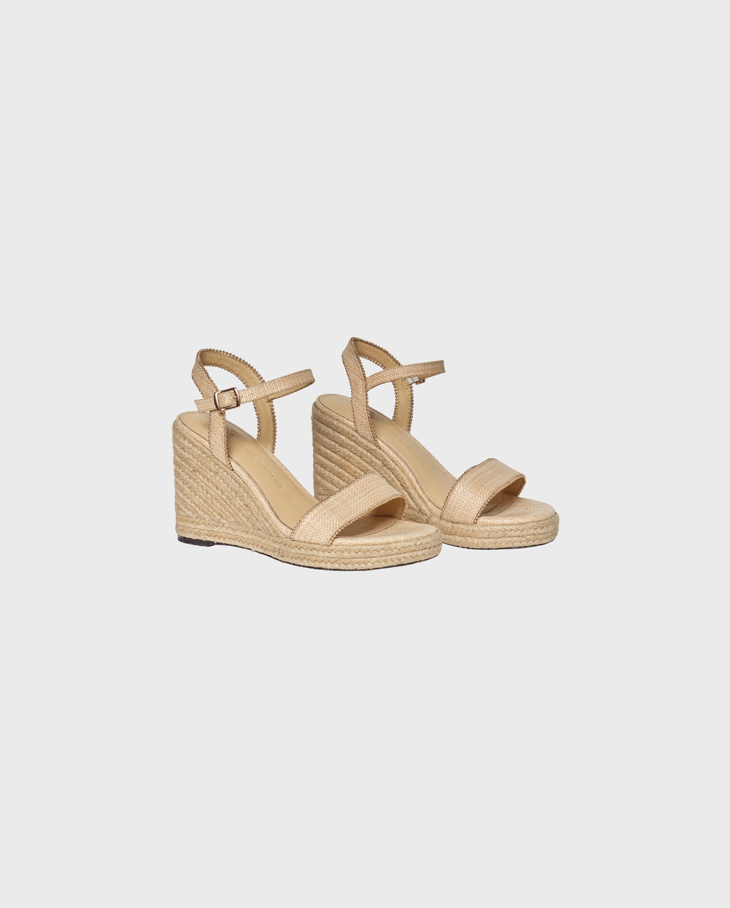 Shop the ONECA natural jute espadrille wedge sandals from designer Anne Fontaine