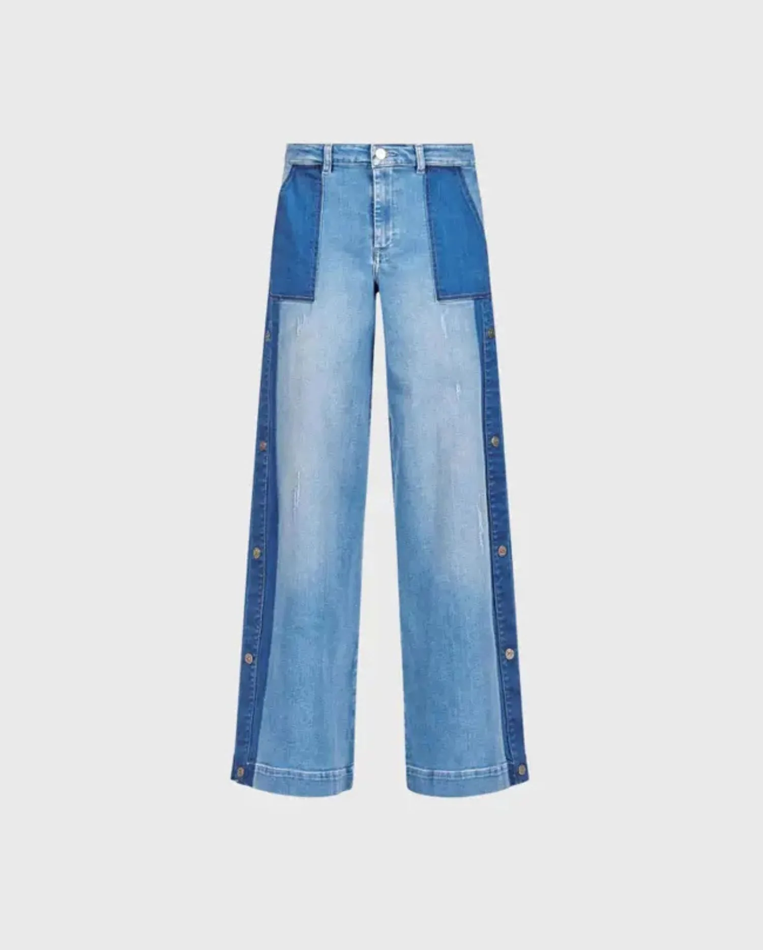 Discover the VESLY Two Toned Wide Legged Denim With Snap Button Detail by designer ANNE FONTAINE