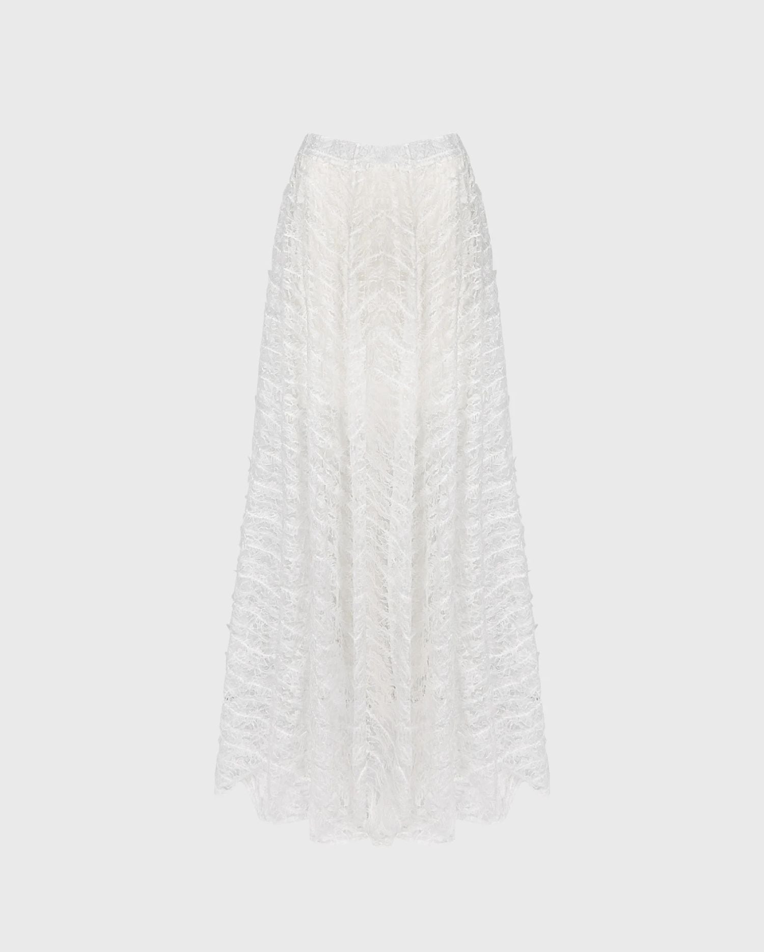 Discover the Opaline White Sheer Maxi Skirt Featuring White Eyelash Trim from designer ANNE FONTAINE