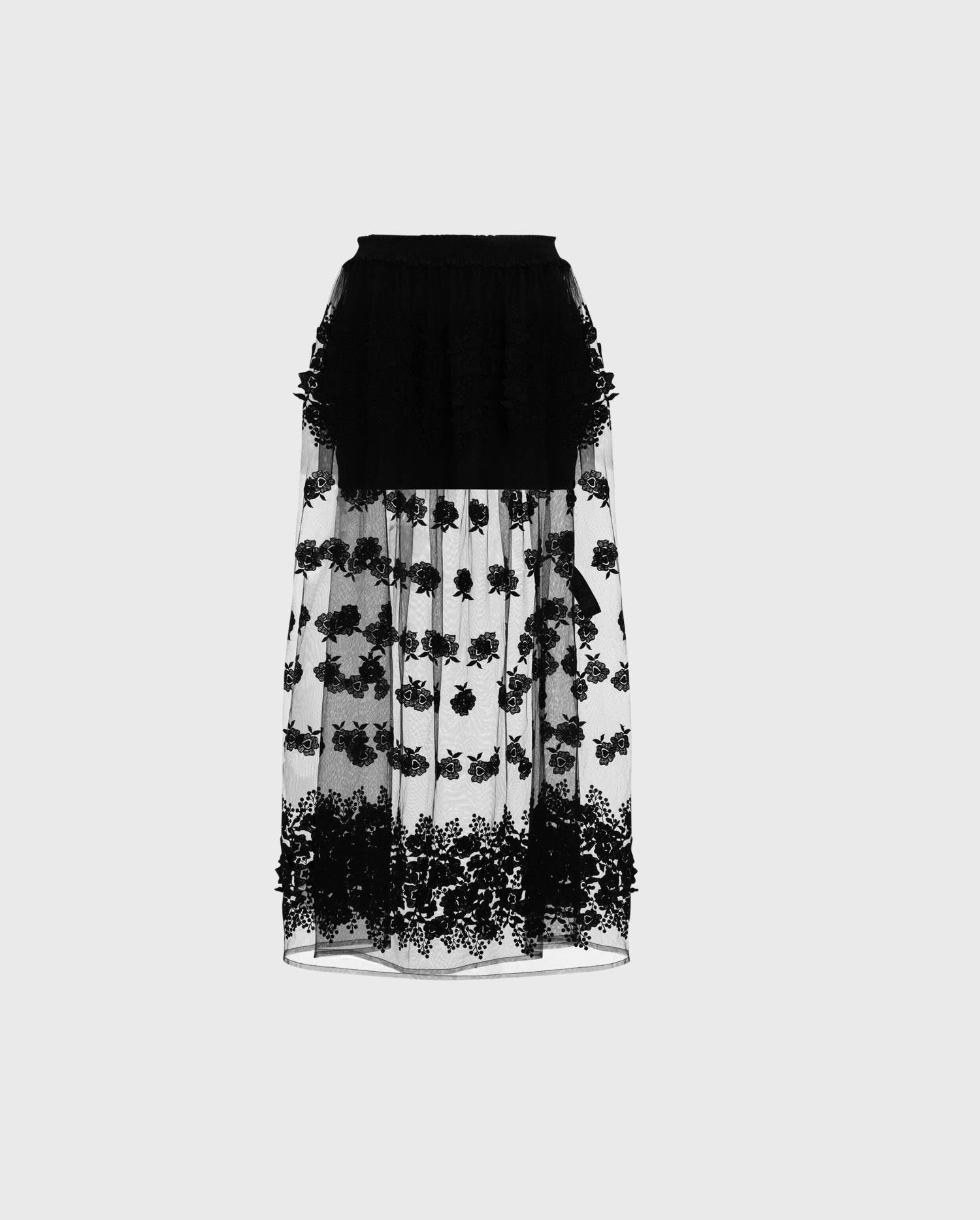 Add the PARADIS black mesh floral statement skirt to your wardrobe to make sure your ready to make an entrance