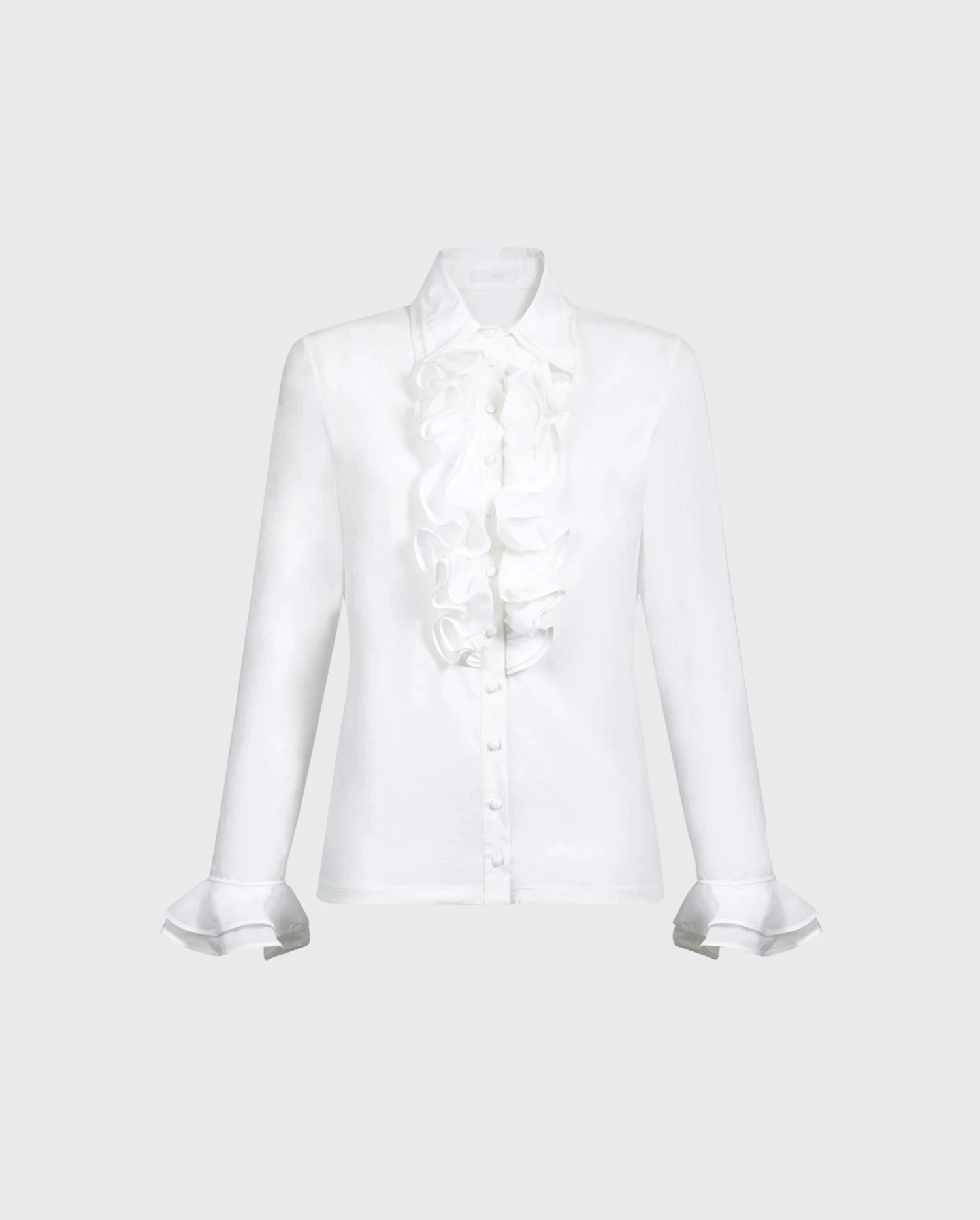 Discover the PATSY double collar and ruffle pima jersey shirt from ANNE FONTAINE