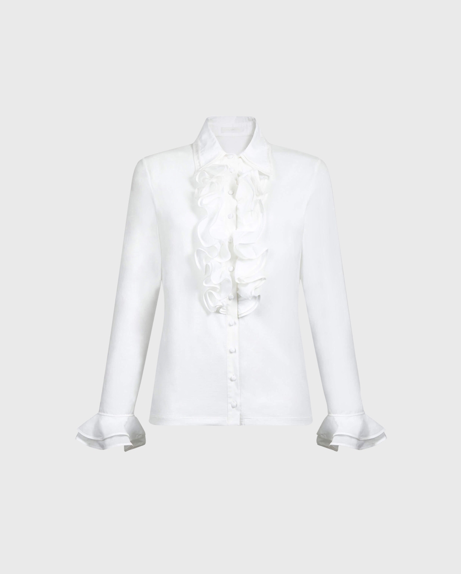 Shop the White Patsy Double Collar and Ruffle Pima Jersey Shirt from designer Anne Fontaine