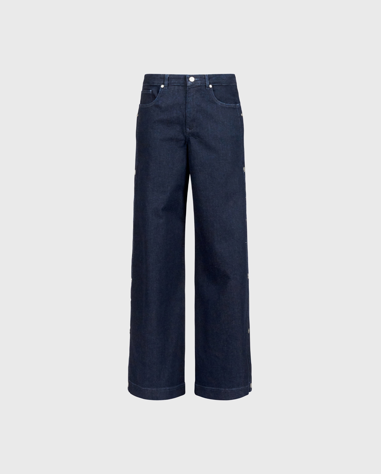 Shop the PRESLEY dark washed jeans with snaps along the side from designer Anne Fontaine