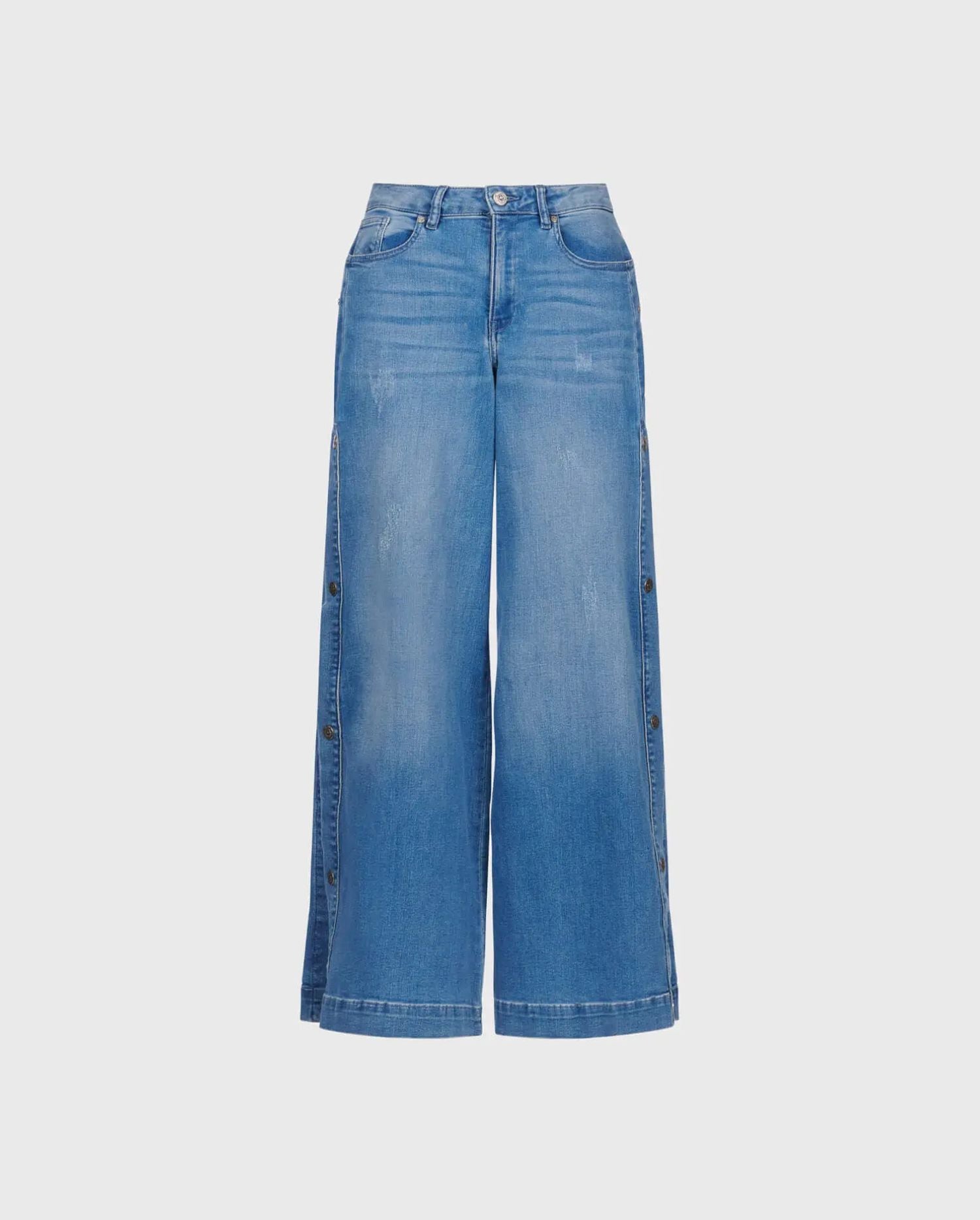 Discover the Presley Wide Leg Denim Jeans With Metal Snaps from designer ANNE FONTAINE