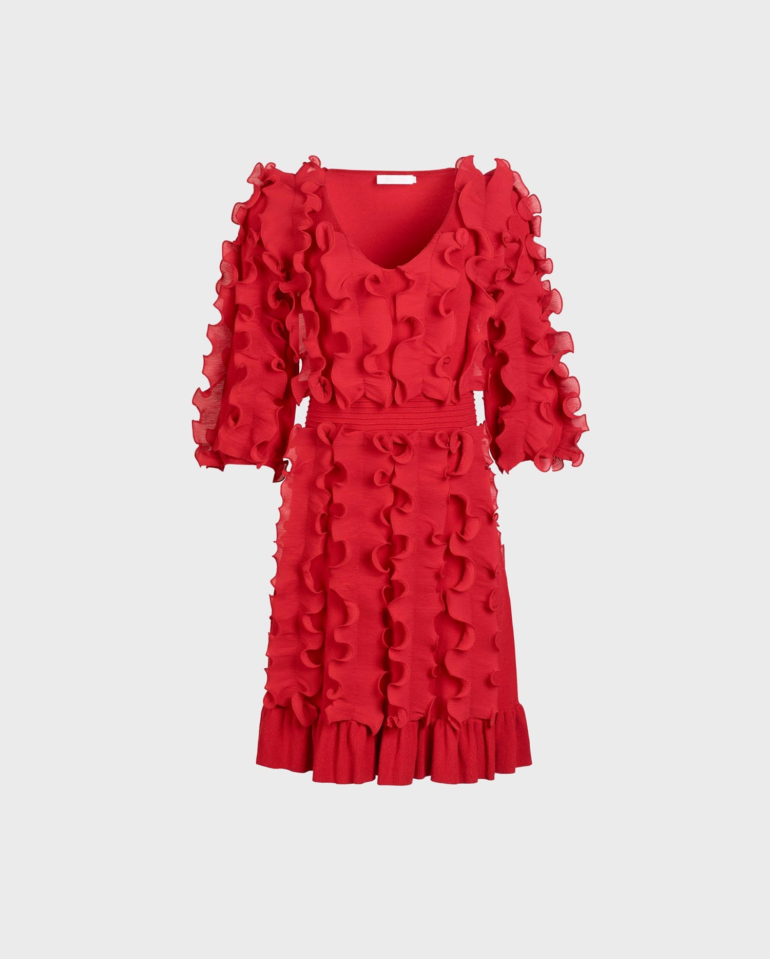 Explore the red ruffle PROSE DRESS from Parisian Designer Anne Fontaine