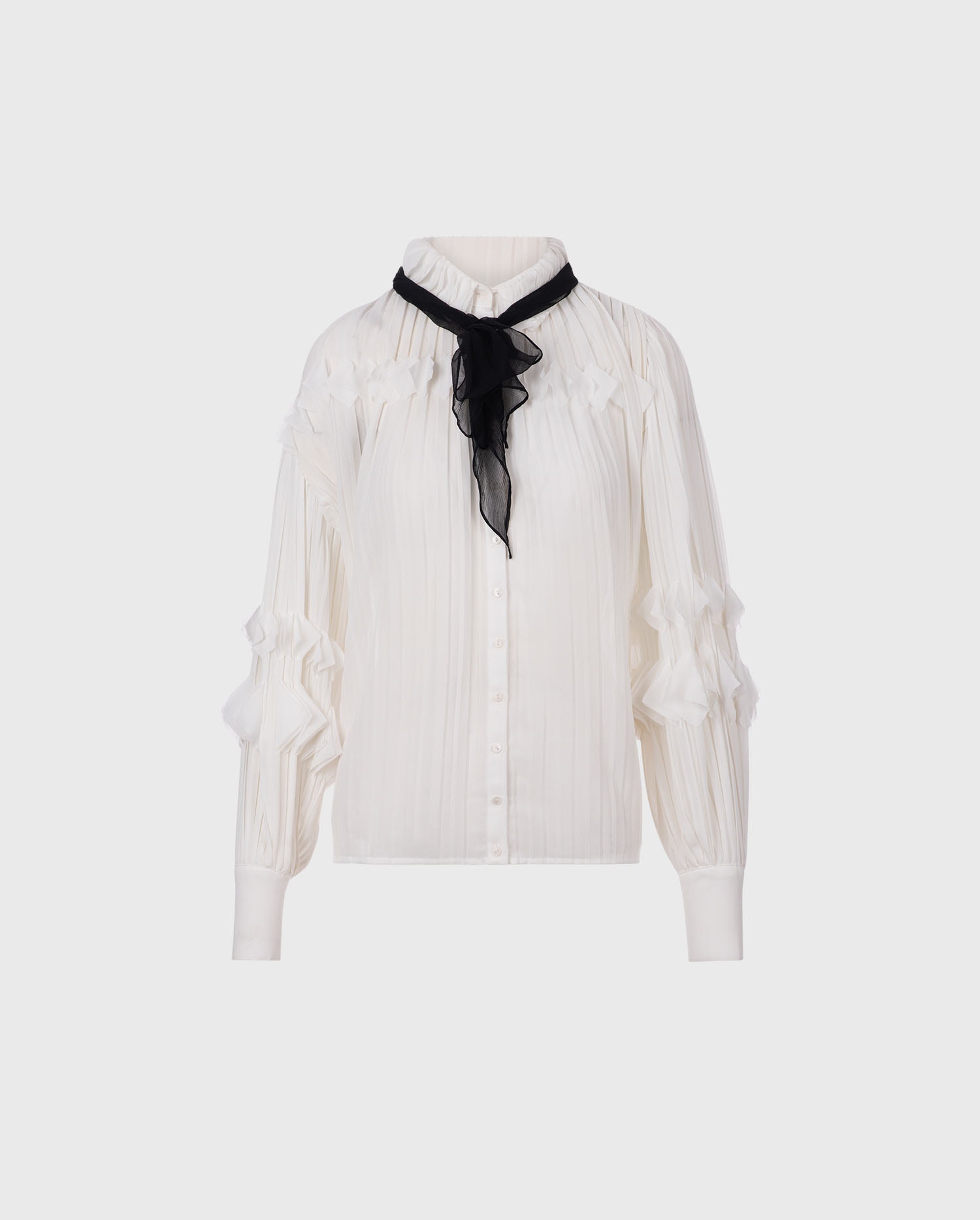 Discover the SAMANTHA Moon white chiffon shirt with a removable necktie from designer ANNE FONTAINE