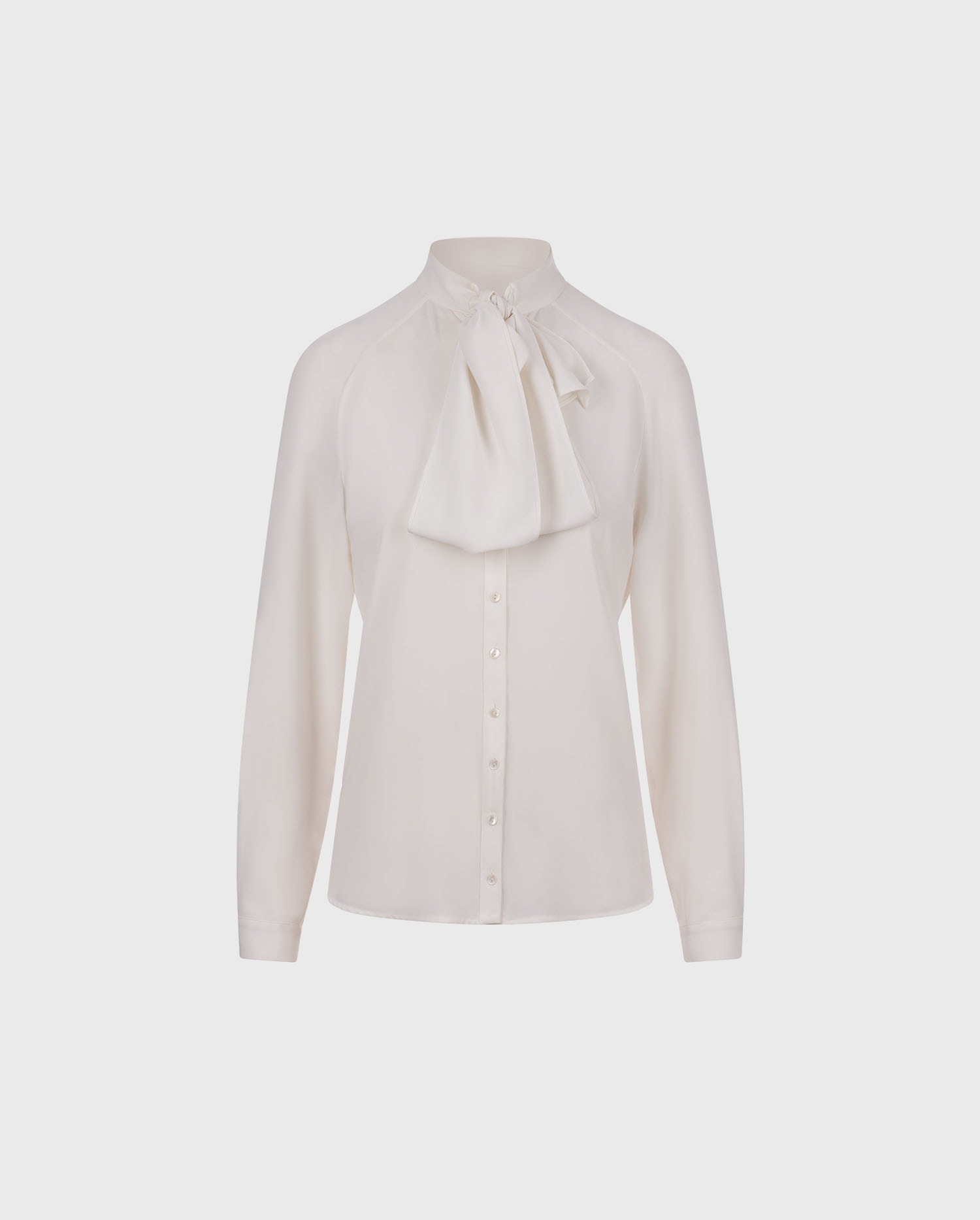 Shop the White Santana Crepe Shirt With Knotted Tie Collar from designer Anne Fontaine