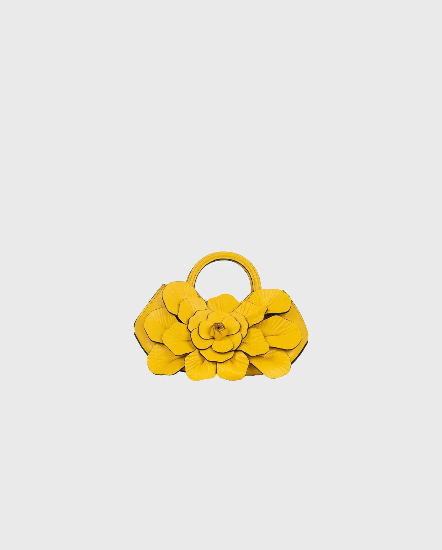 Discover the Scarlett Signature Leather Mini Floral Handbag in Yellow from designer Anne Fontaine