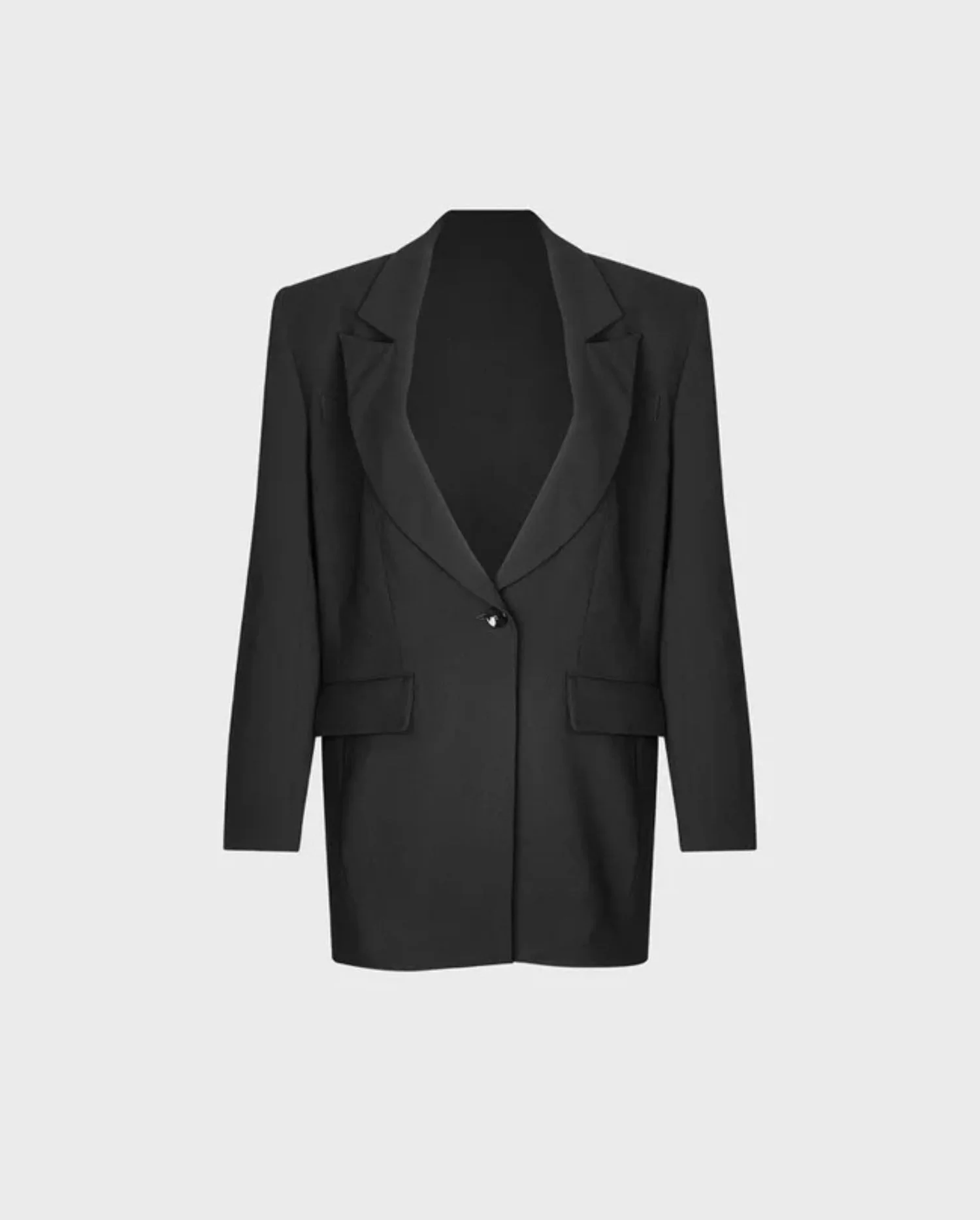 Discover the LARA Black Single Breasted Crepe Blazer With Flap Pockets by designer ANNE FONTAINE
