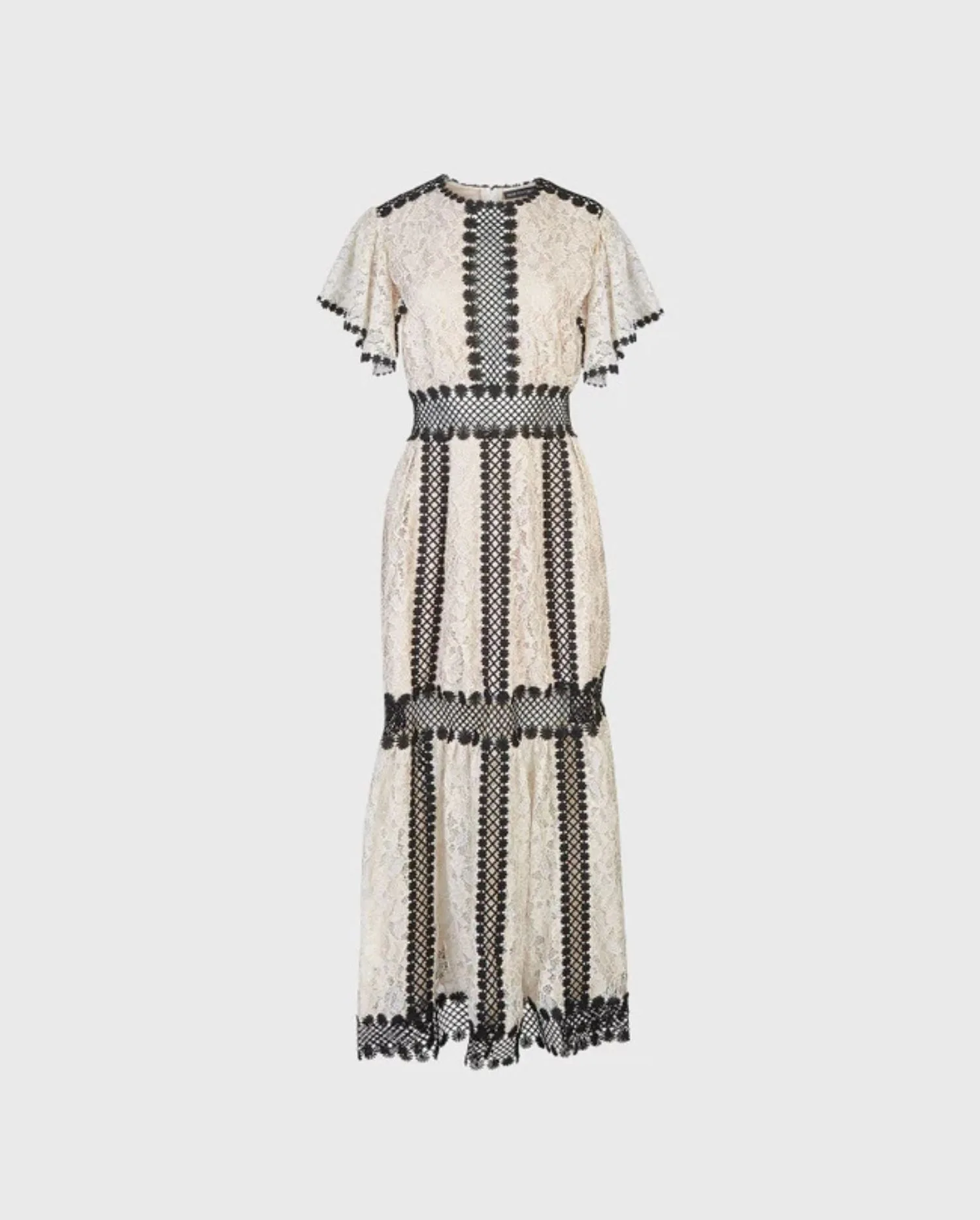 Discover the MARGOT Light Pink Floral Maxi Dress With Daisy Lattice Trim by designer ANNE FONTAINE