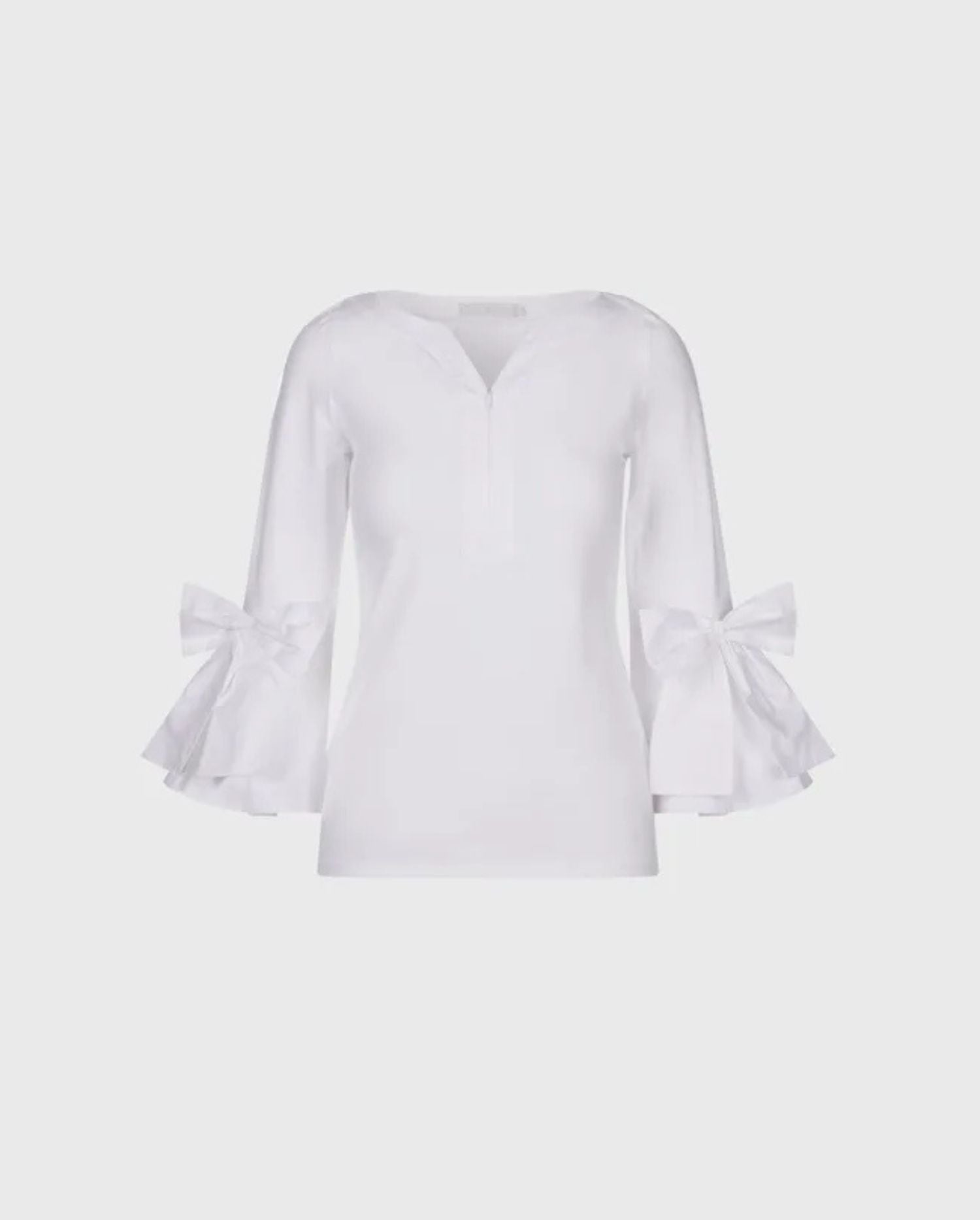 Discover the CLISSA 3/4 Sleeves Fitted Pima Top With Placed Bows by designer ANNE FONTAINE 