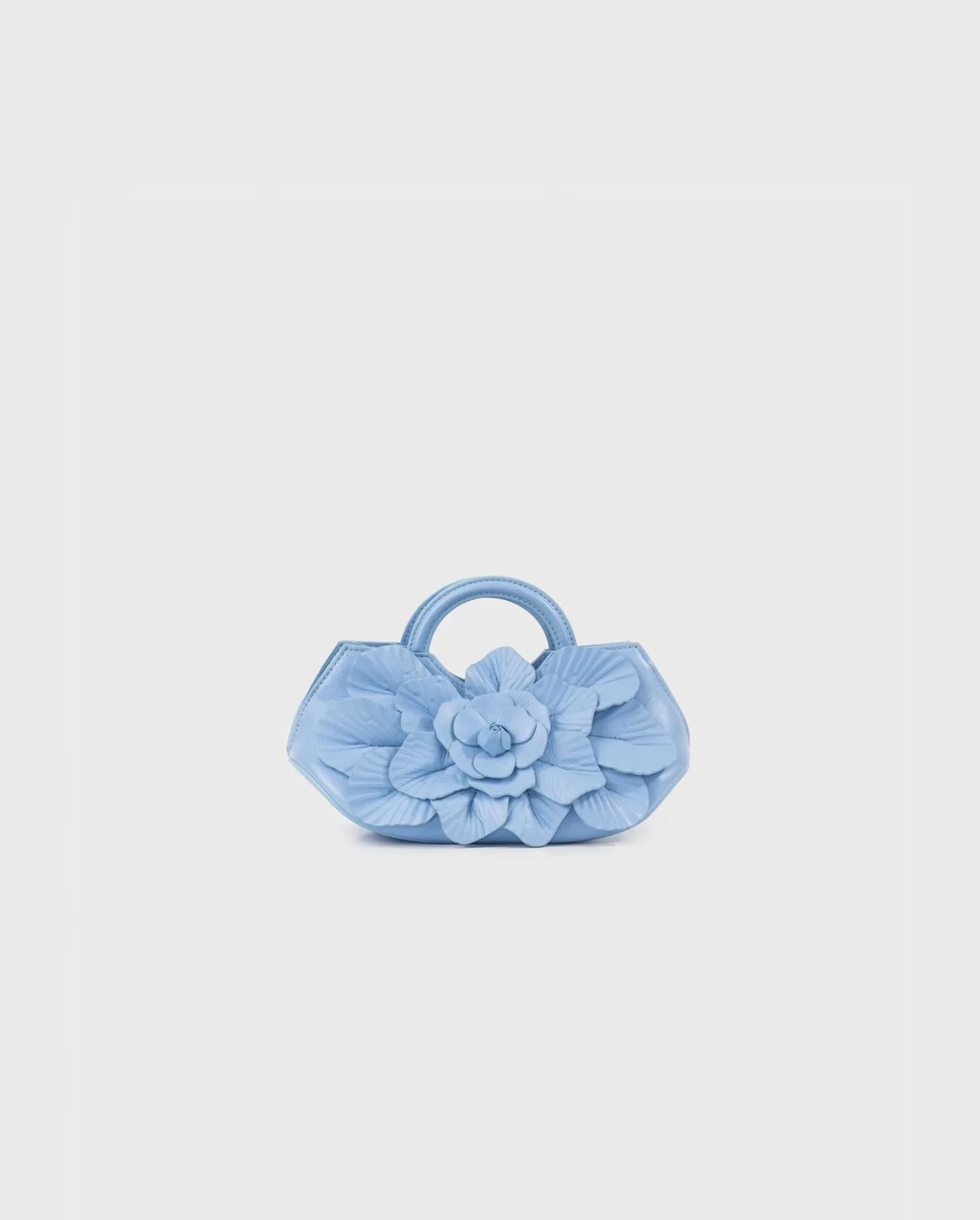 Discover the Scarlett Signature Leather Mini Floral Handbag in Riviera Blue from designer Anne Fontaine