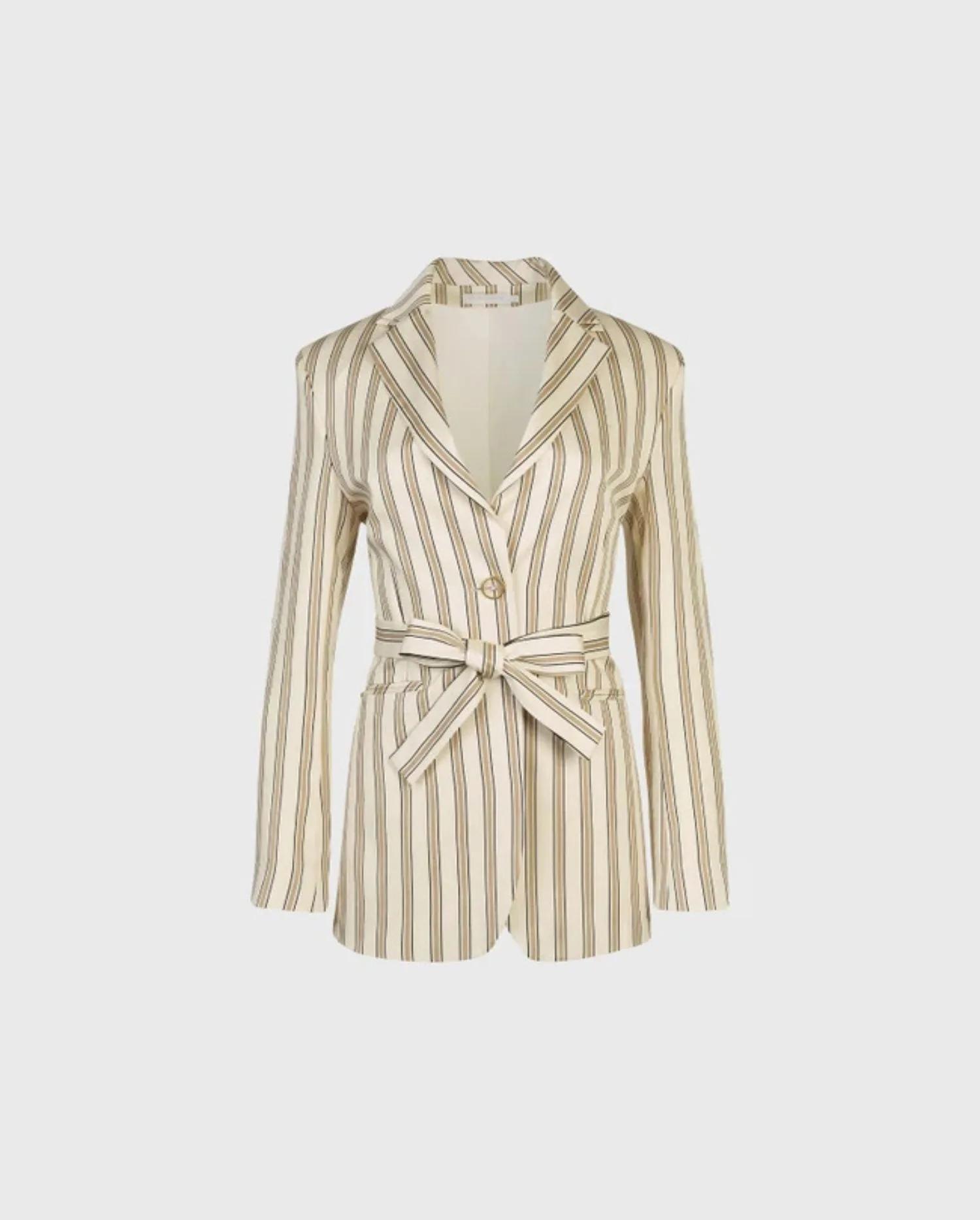 Discover the Sud Beige Striped Oversized Open Linen Blazer by designer ANNE FONTAINE 
