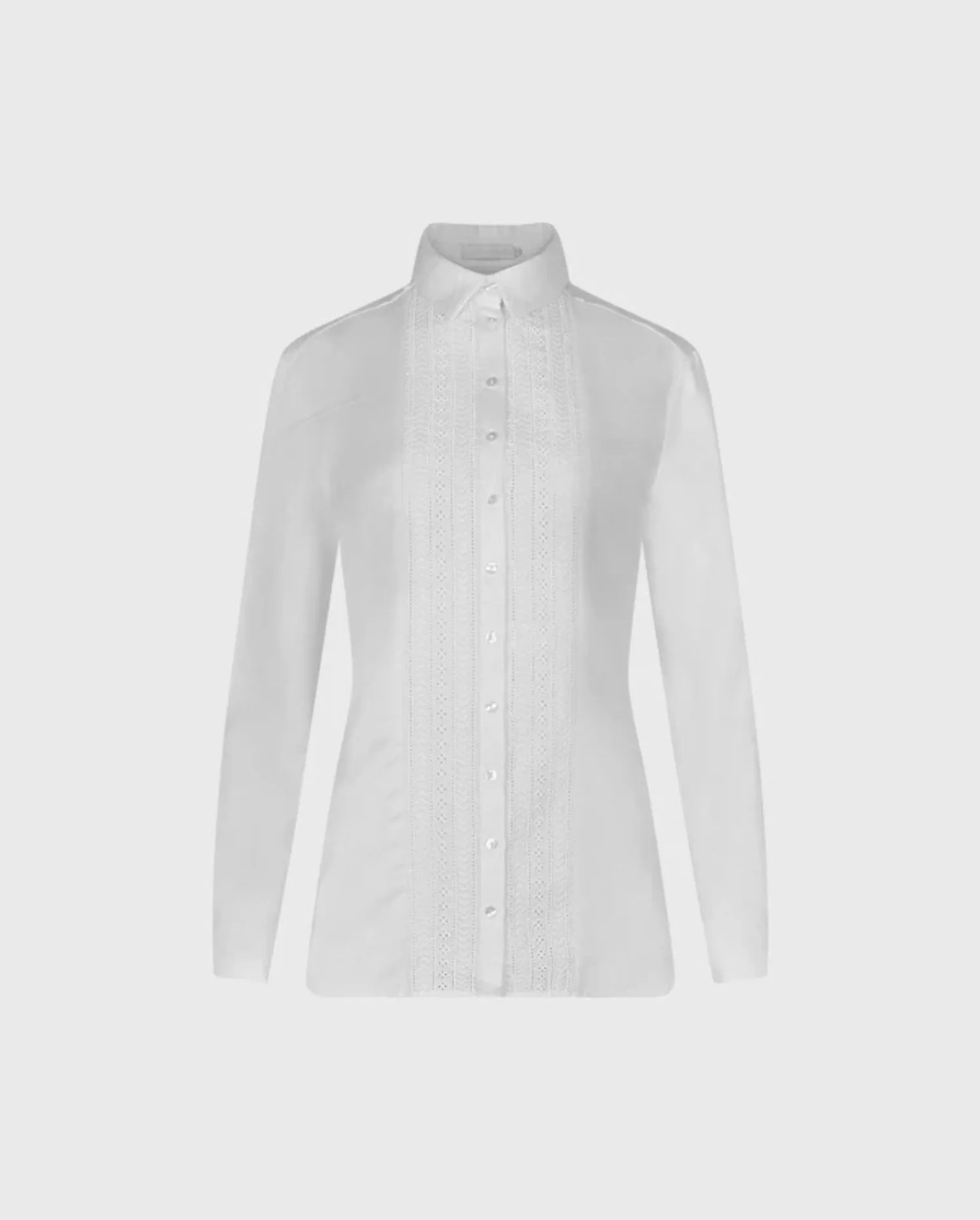 Discover the Salome Long Sleeve White Shirt with Open Front Lattice and French Cuffs by designer ANNE FONTAINE 
