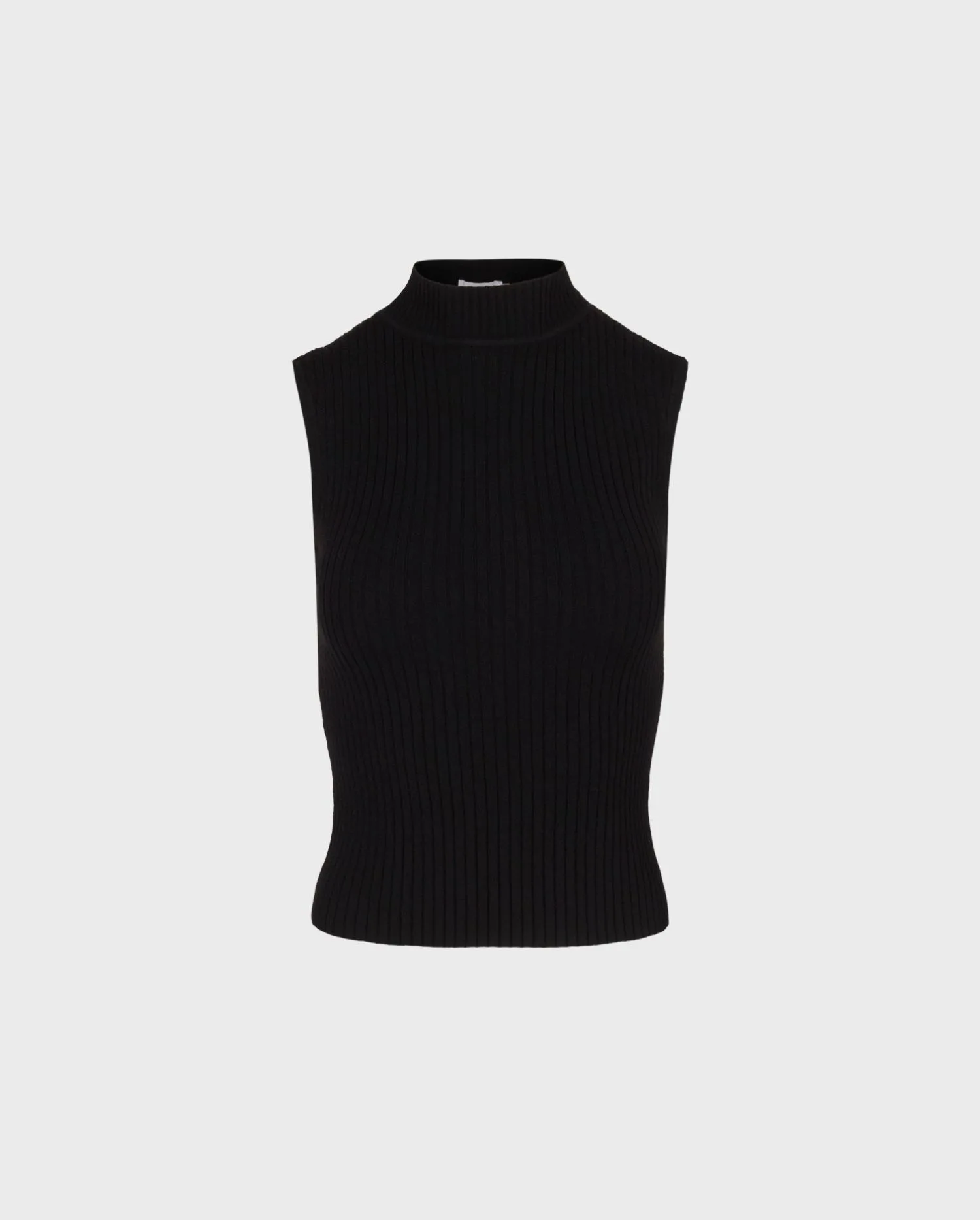 Discover the SOLO Sleeveless Black Knit Mockneck Turtleneck by designer ANNE FONTAINE