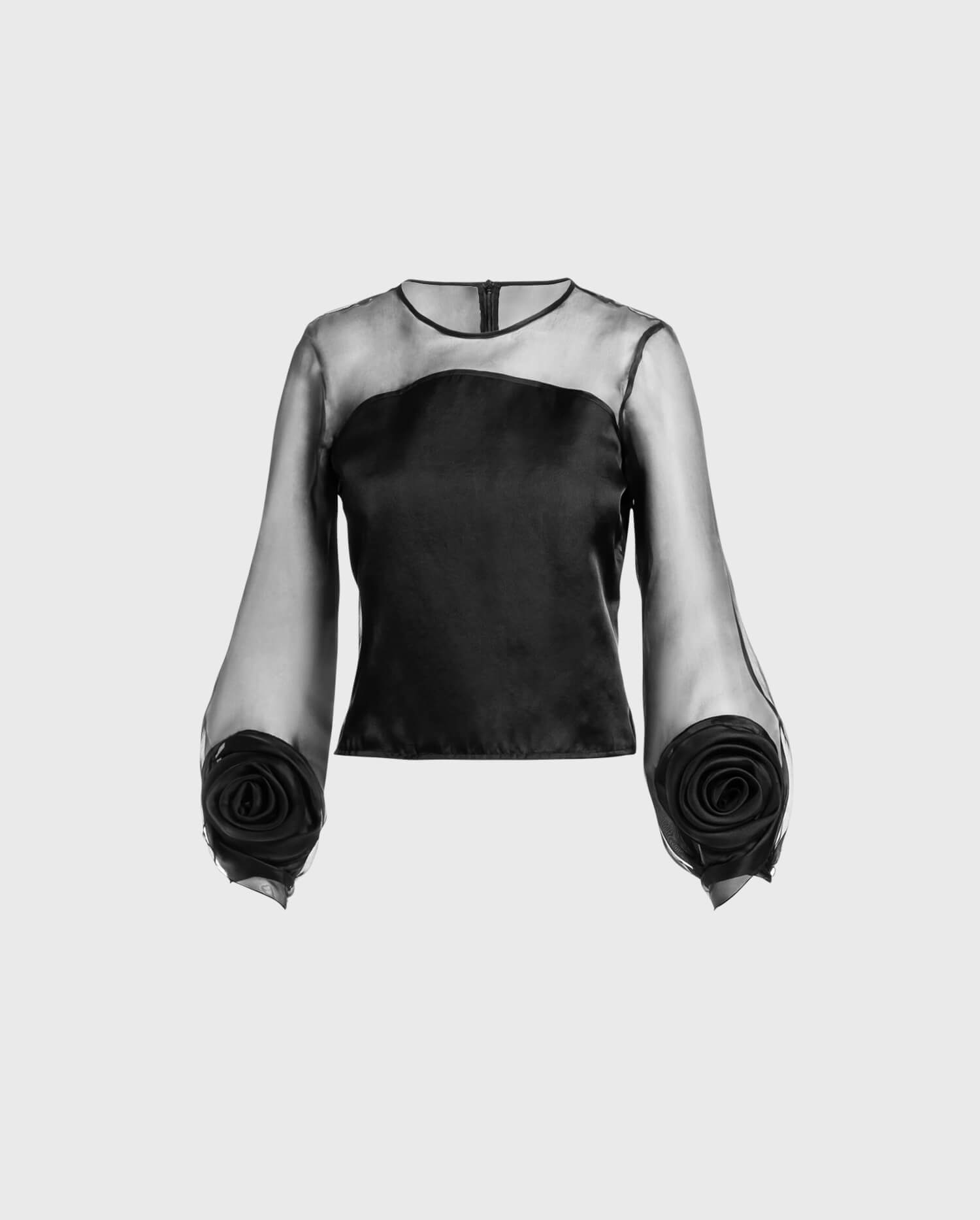 Shop the Black Spring Long Sleeve Organza Silk Blouse from designer Anne Fontaine