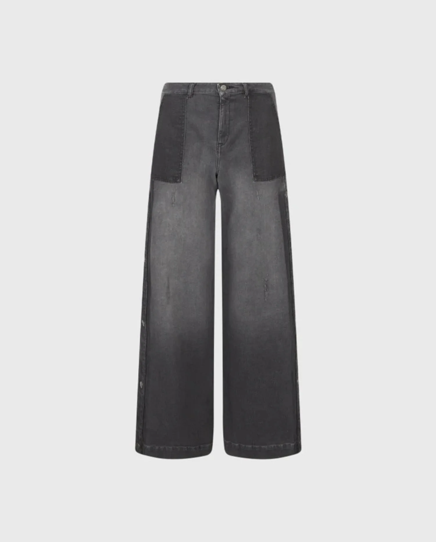 Discover the VESLY Grey Two Toned Wide Legged Denim With Snap Button Detail by designer ANNE FONTAINE
