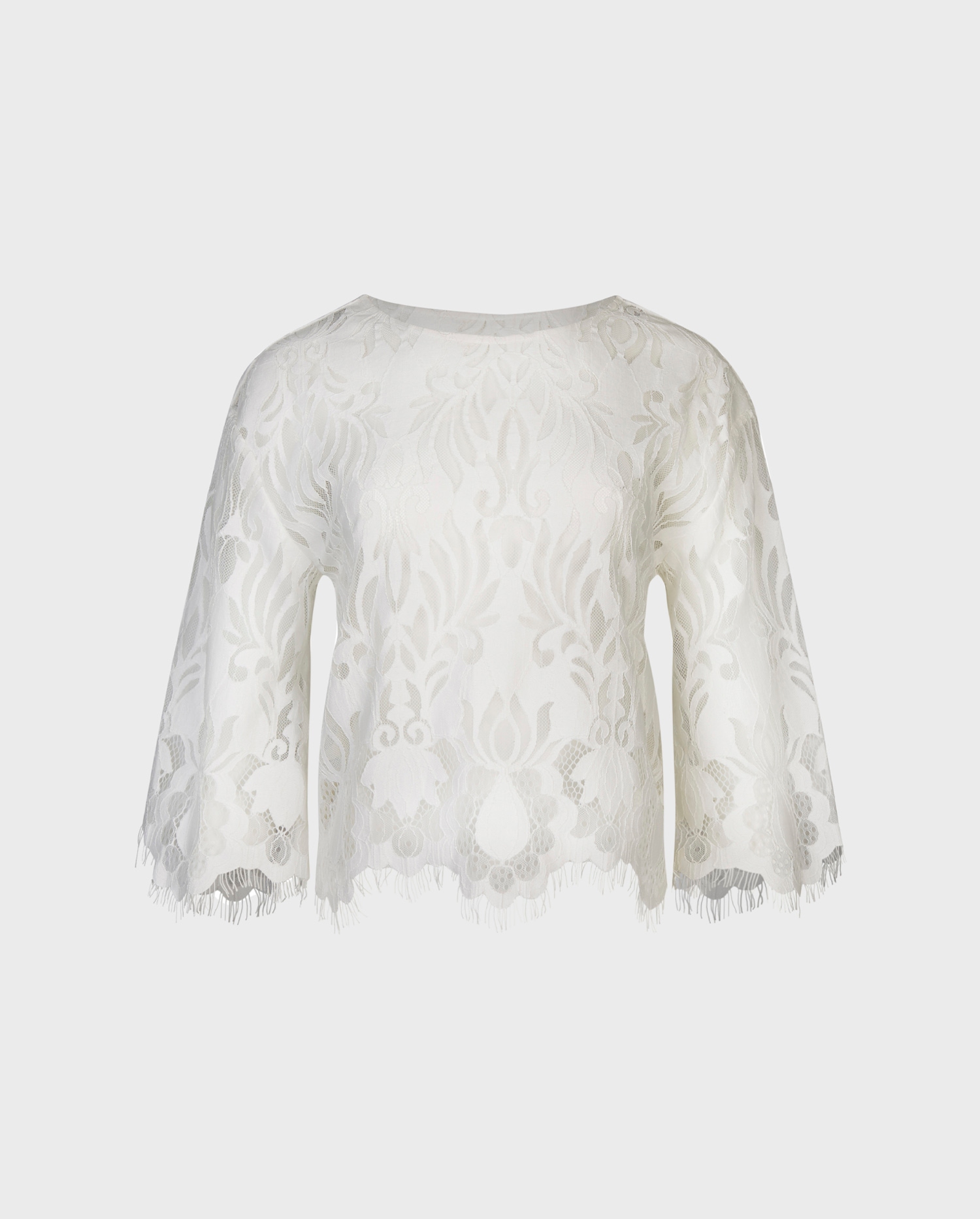 Explore the Vaidan White corded lace top with drop sleeves from designer ANNE FONTAINE