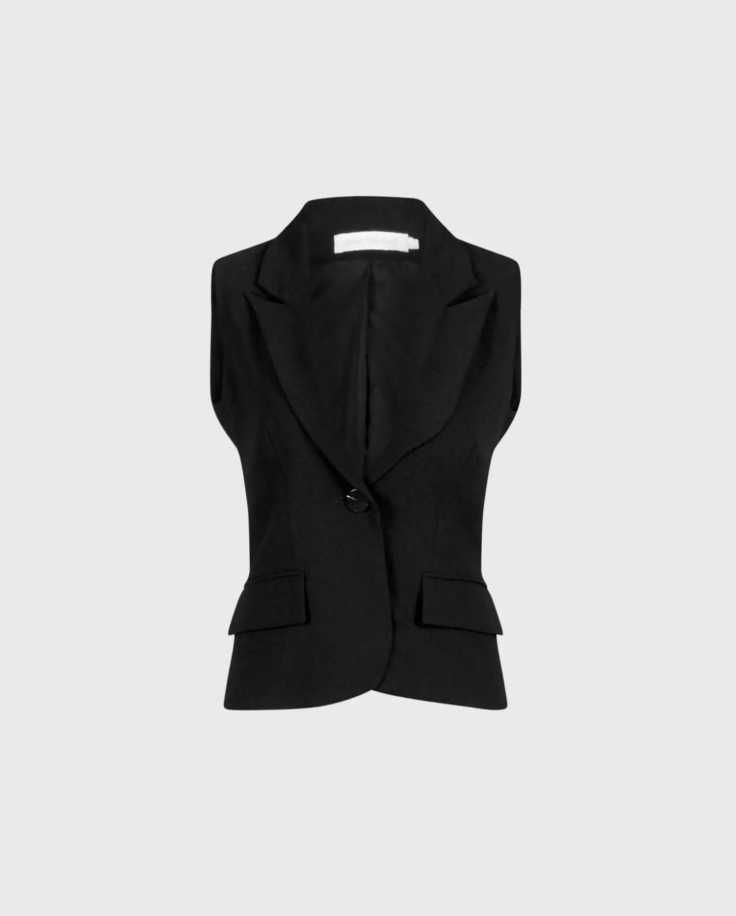 Discover the Varly Black Single-Button Tailored Vest With Notch Lapel from designer ANNE FONTAINE