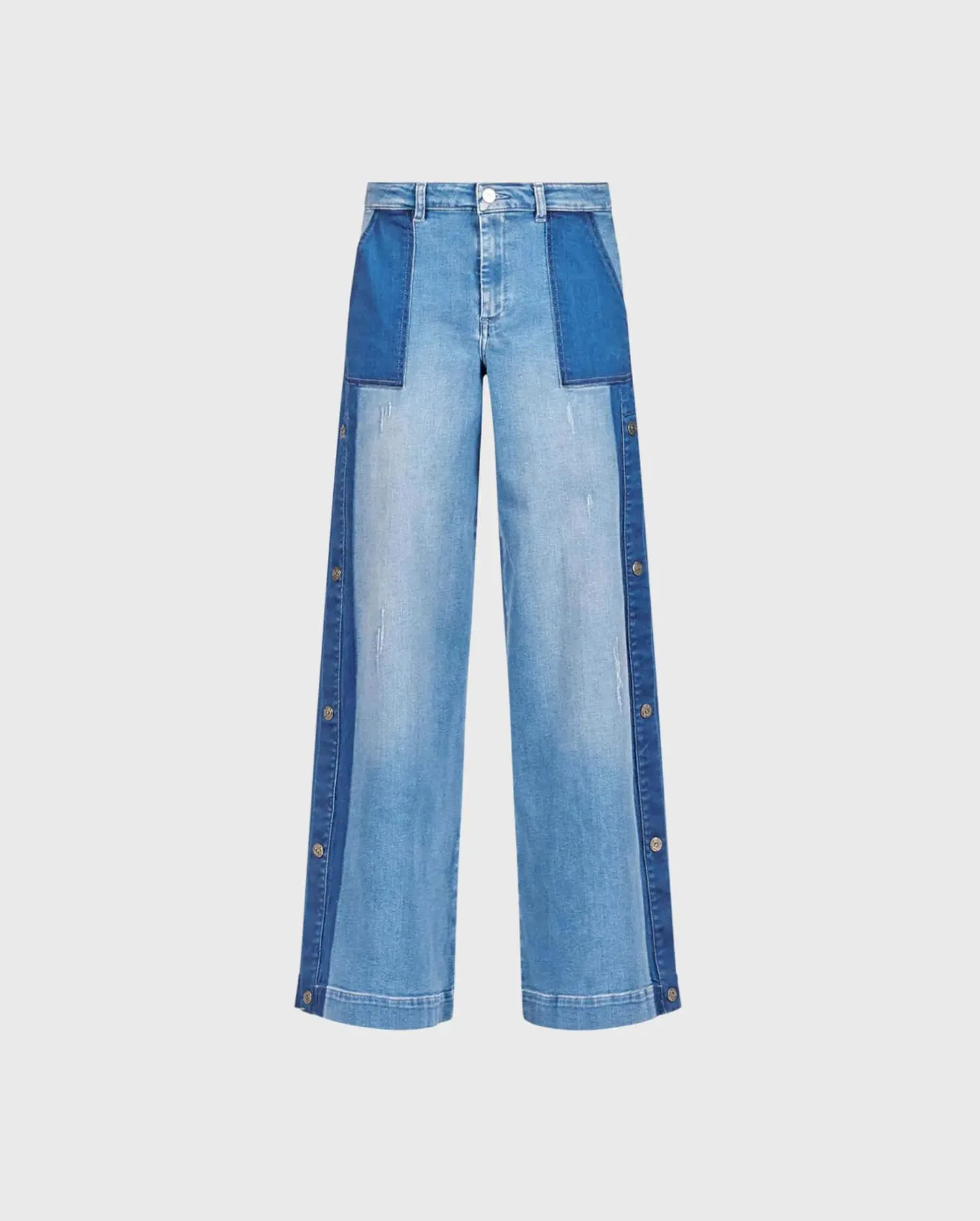 Discover the VESLY Two Toned Wide Legged Denim With Snap Button Detail by designer ANNE FONTAINE