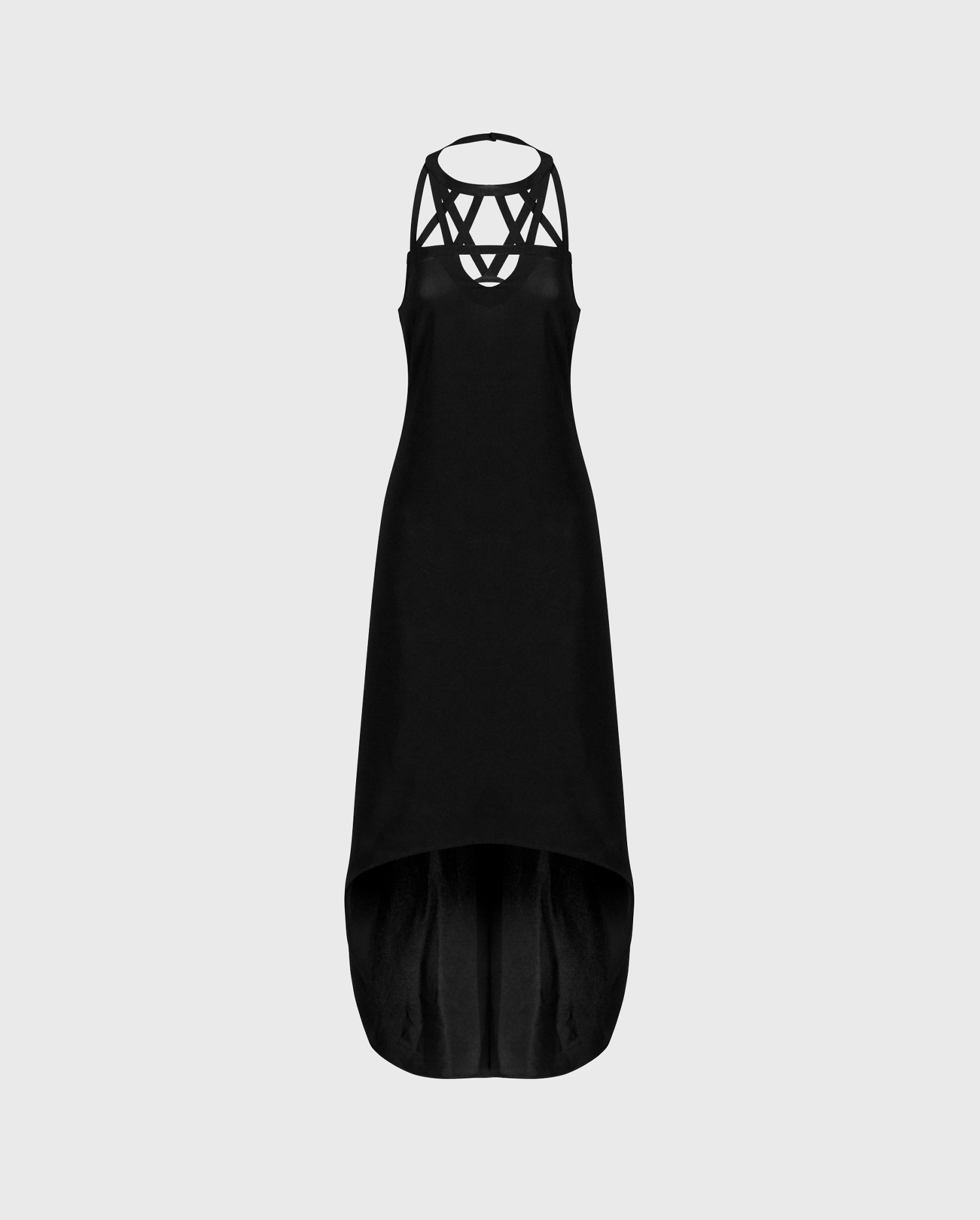 Shop the black VITTORIA halter dress with hi-lo hem from designer ANNE FONTAINE